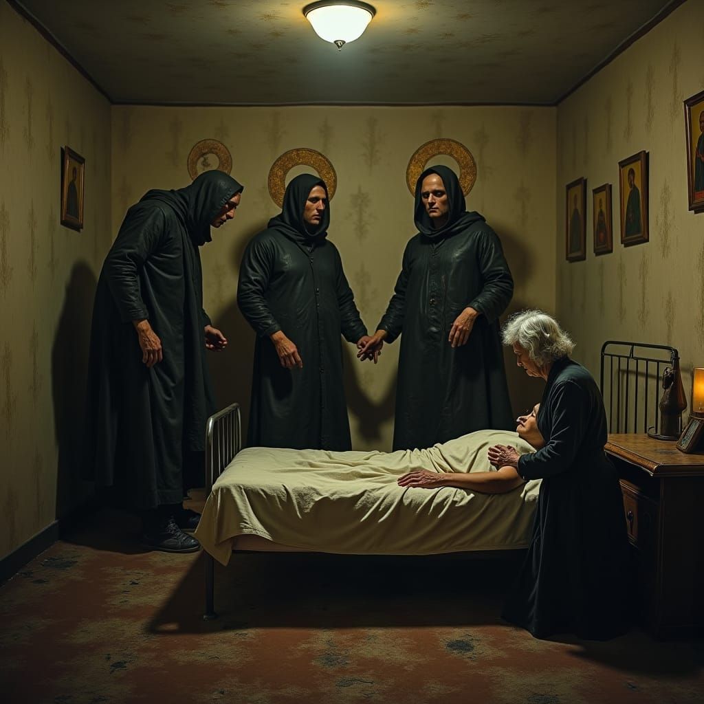 Gloomy Russian Apartment with Looming Figures in Gothic Styl...