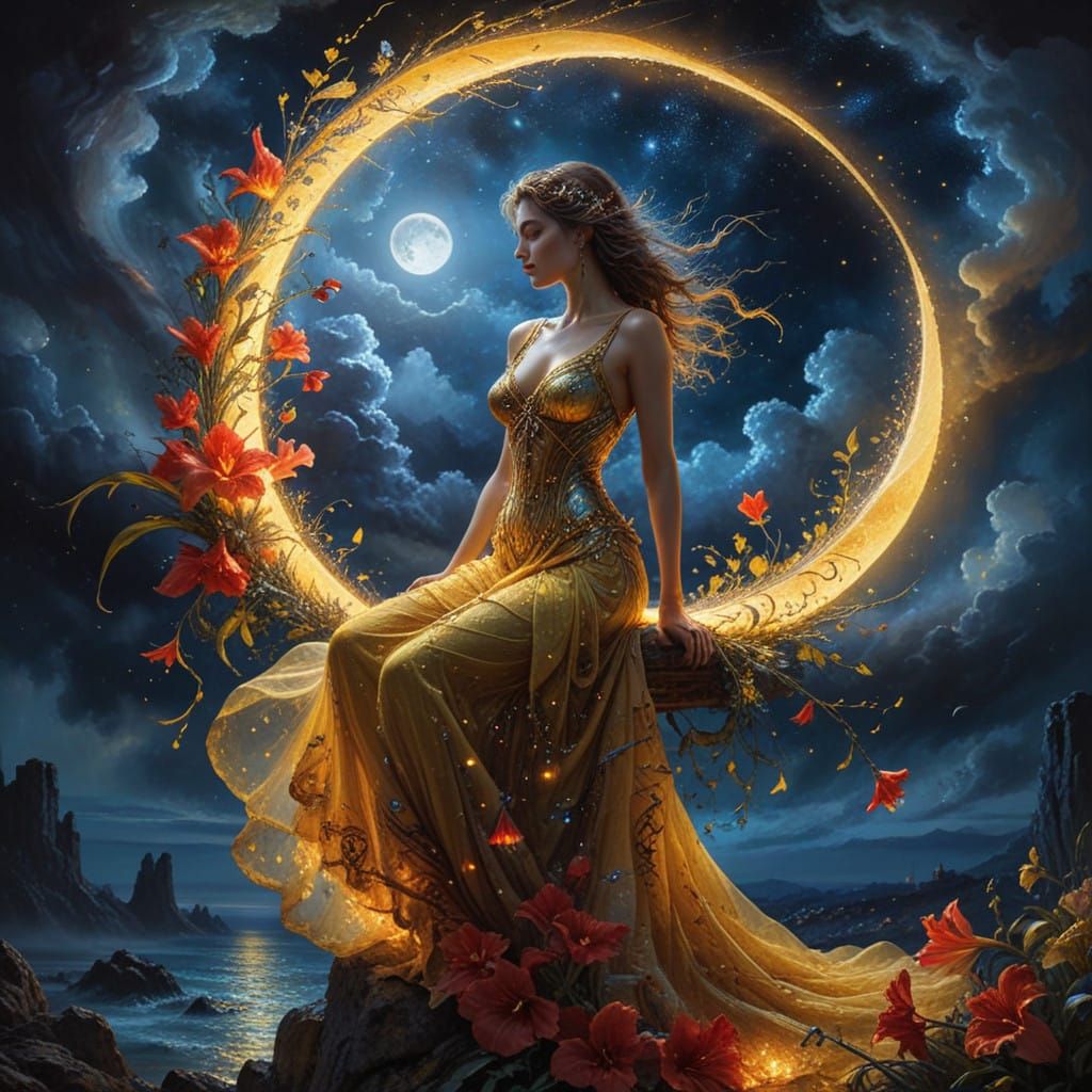 Celestial Beauty in a Starry Night