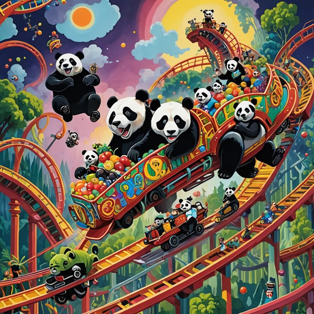 Fruit Loop Roller Coaster Gouache Painting