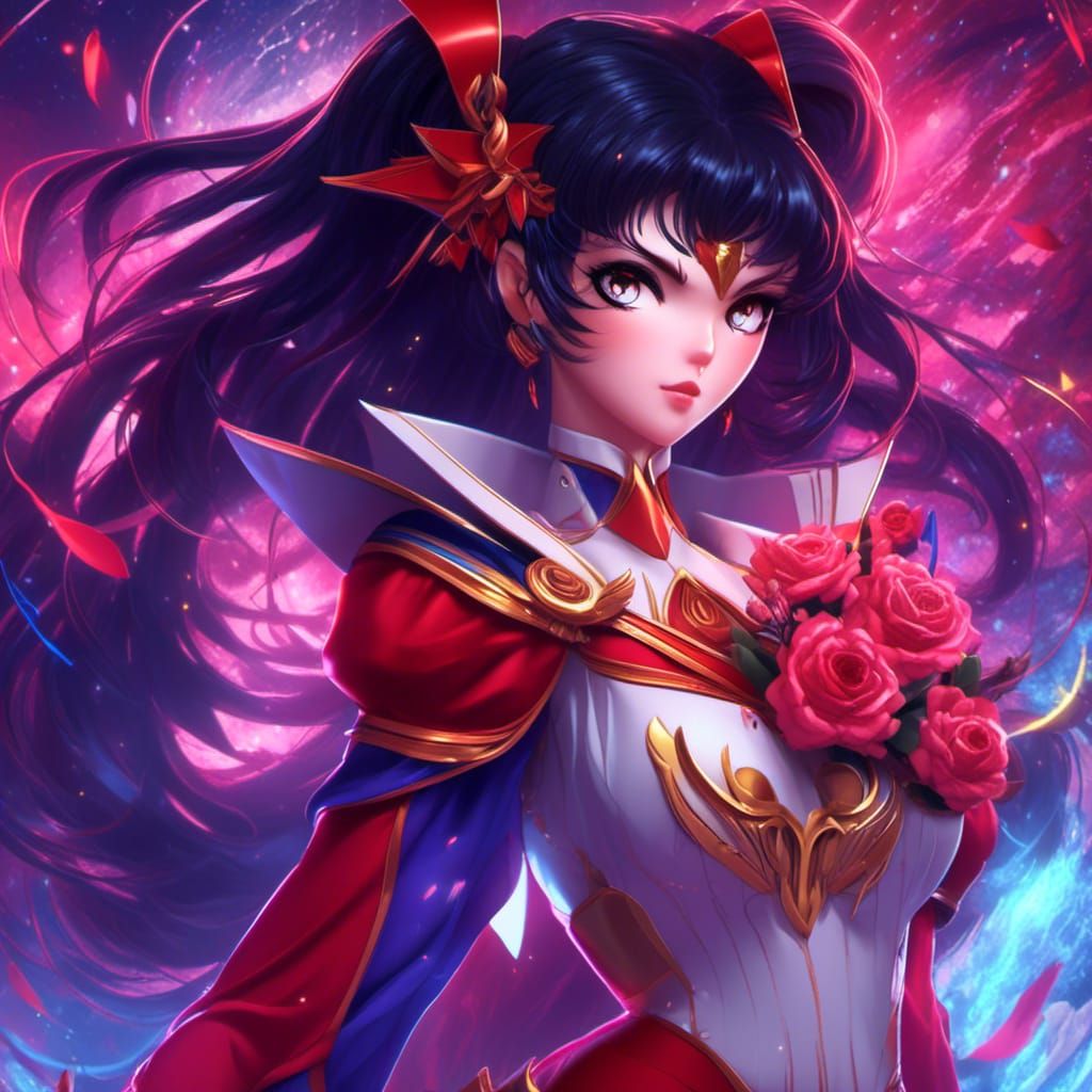 Detailed Painting of Sailor Mars in Fantasy Style