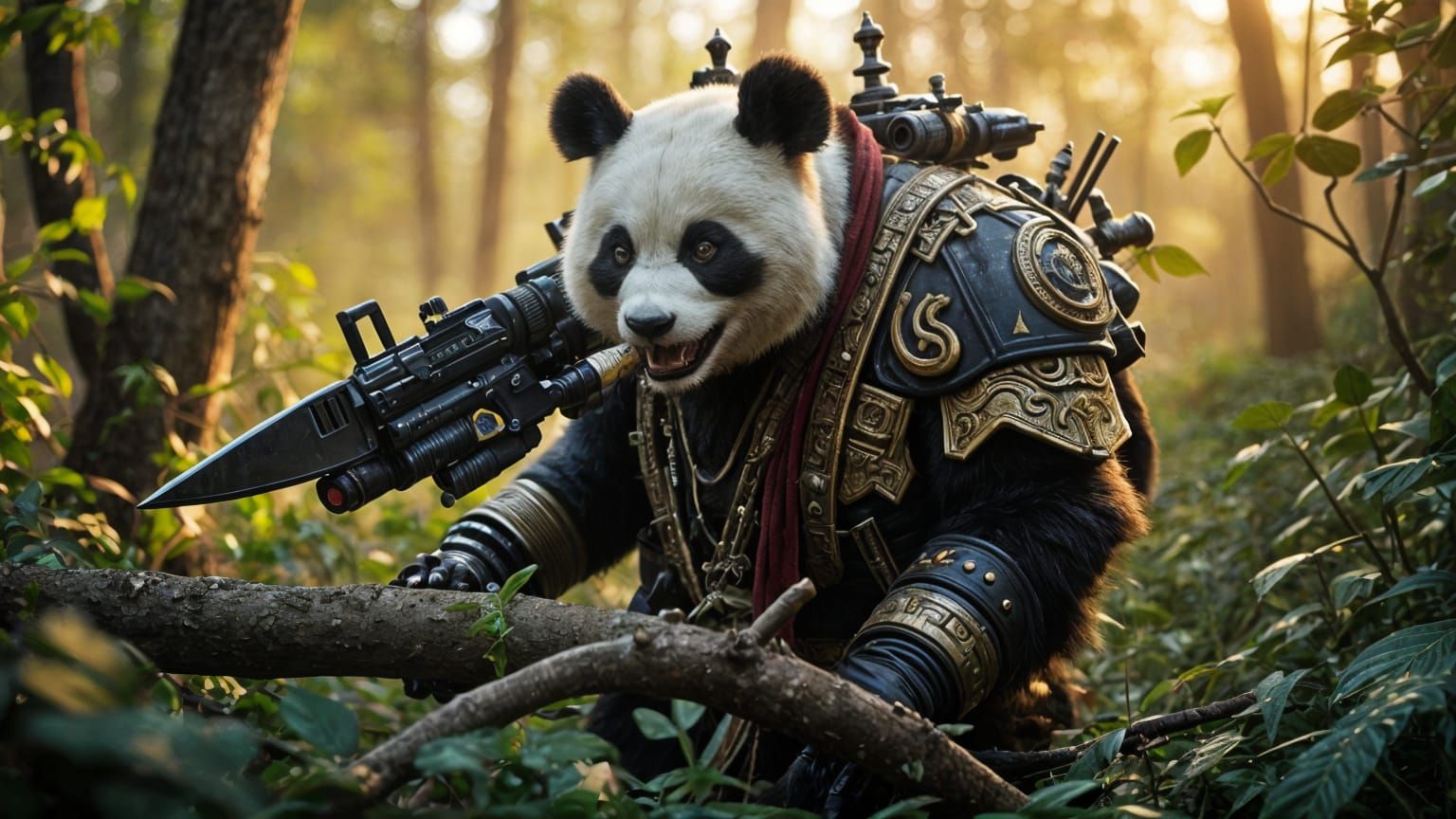 Warhammer Panda Warrior in Dusk Jungle Ambush
