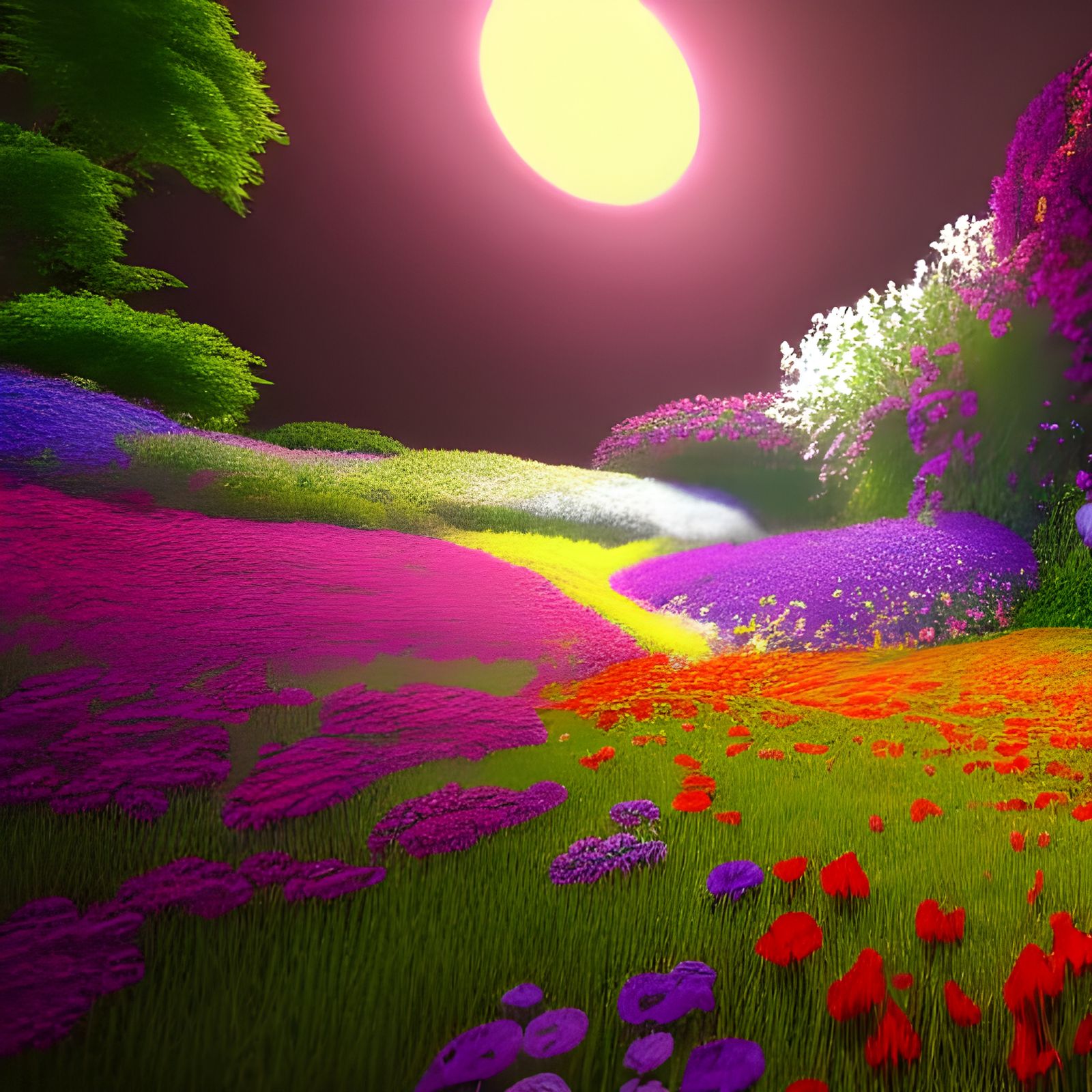 Hyperdetailed Flower Bed in Dynamic Lighting