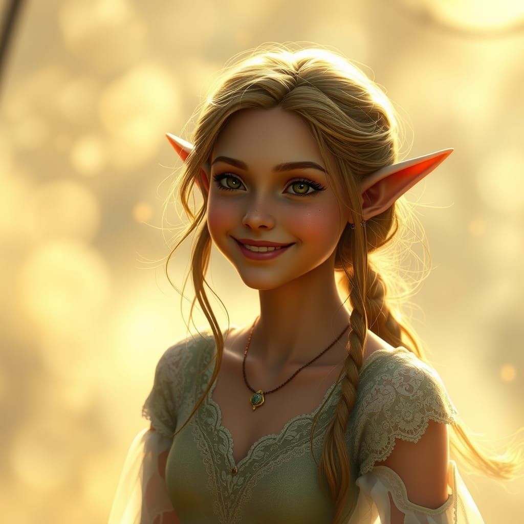 Beautiful Elven Girl in Ethereal Fantasy World