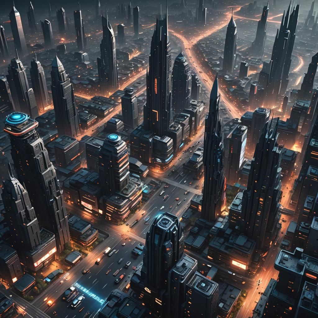 Dystopian Cityscape: Future Metropolis in 3500