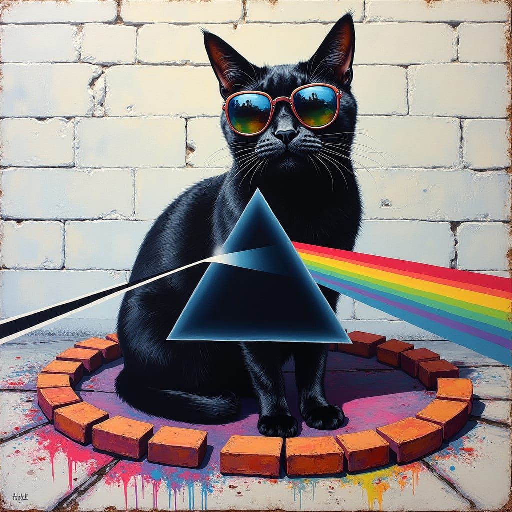 Kewl Pink Floyd Kitty Dark Side of The Moon & The Wall in 1