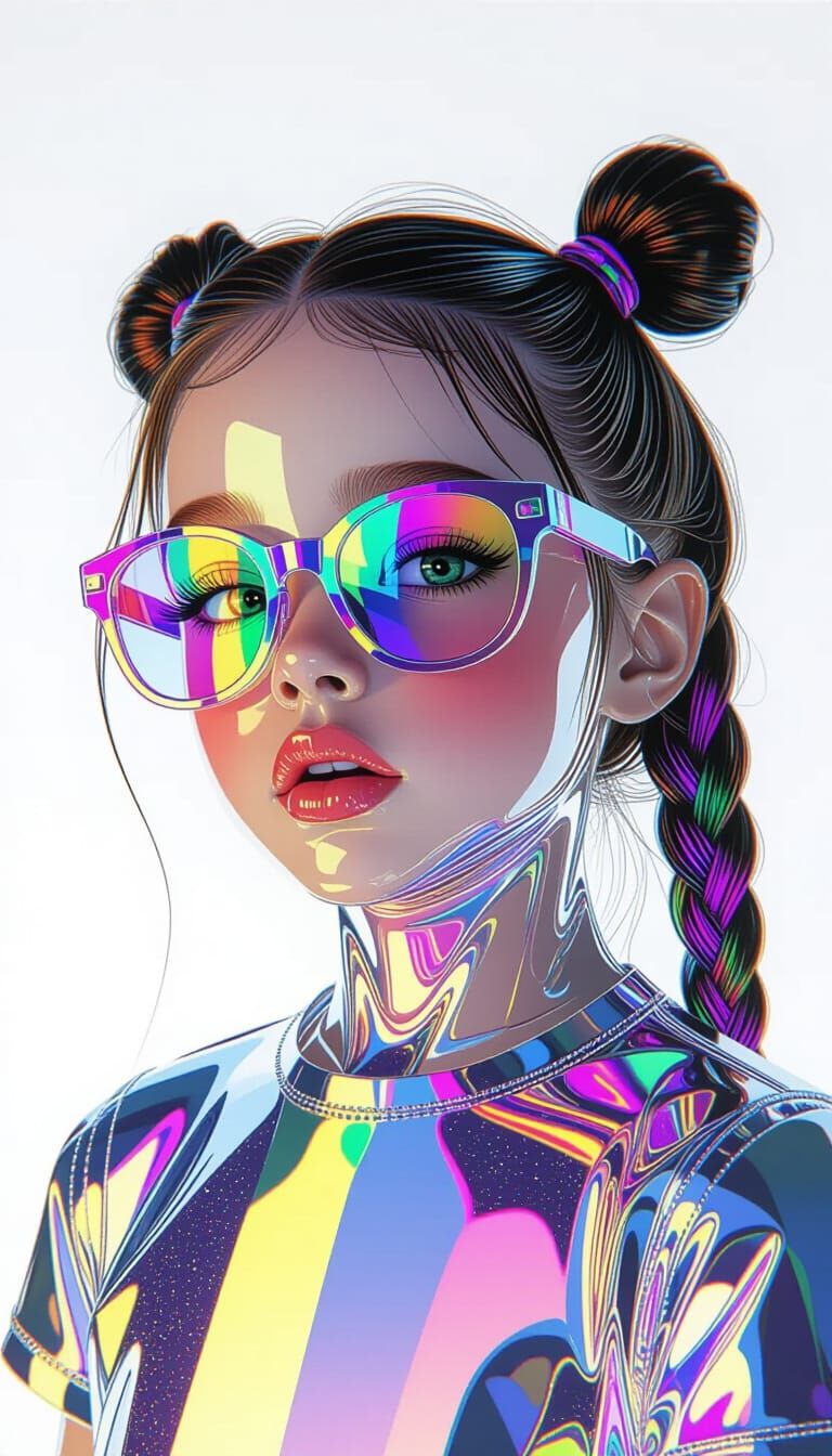 Crystal Girl with Rainbow Reflections, Digital Art