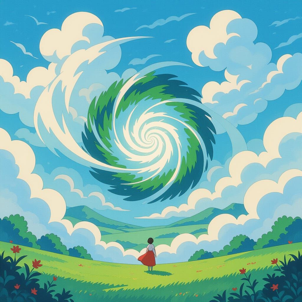 Mystical Sigil in Dreamy Watercolor Landscape