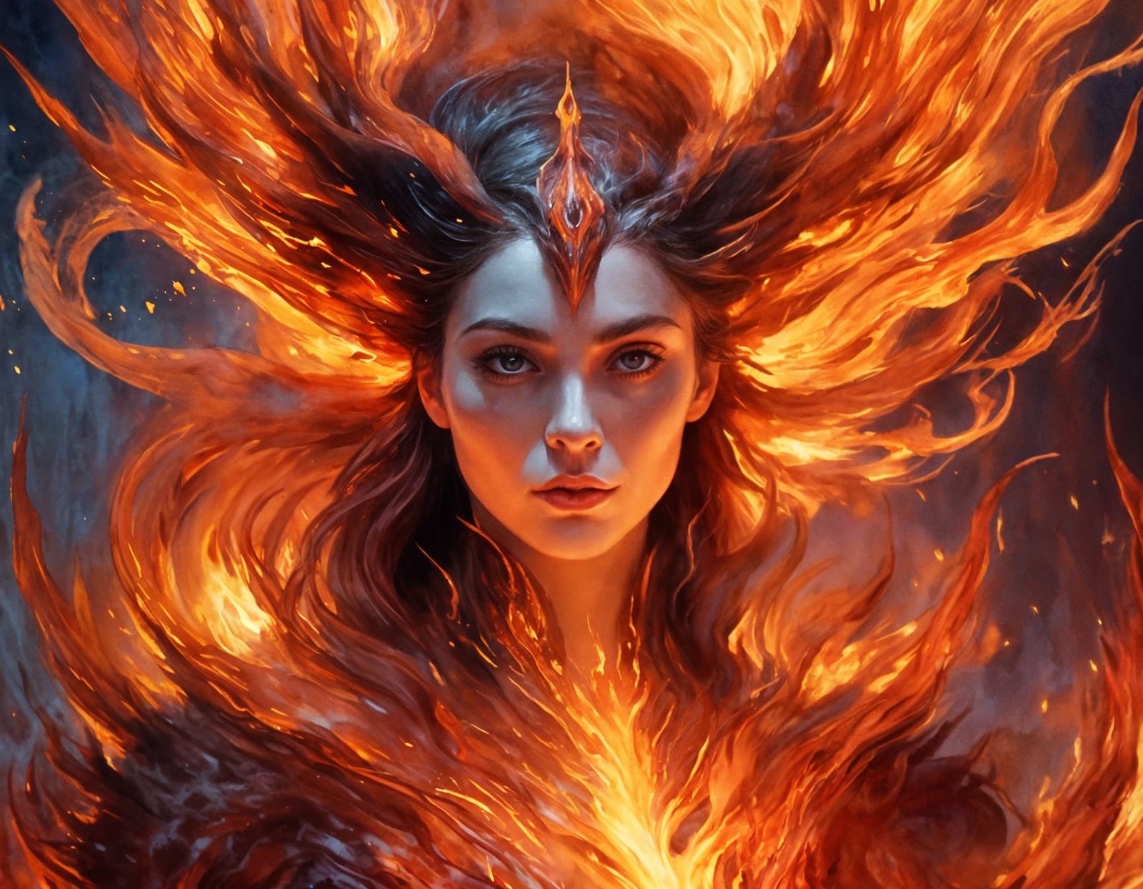 Scifi fantasy fire elemental sorceress (with James Epic Scifi Lora)