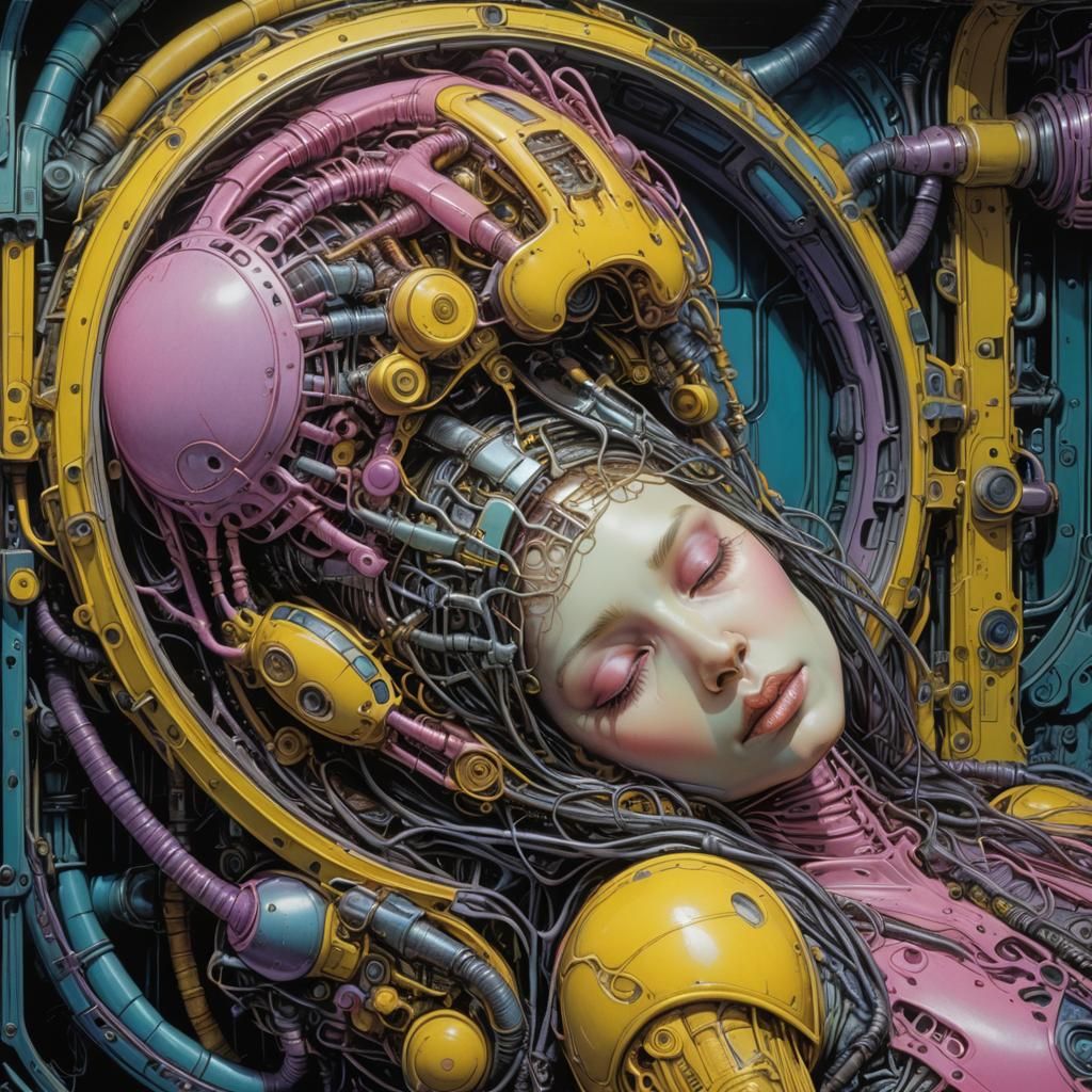 Biomechanical Dreamer in Vivid Colors