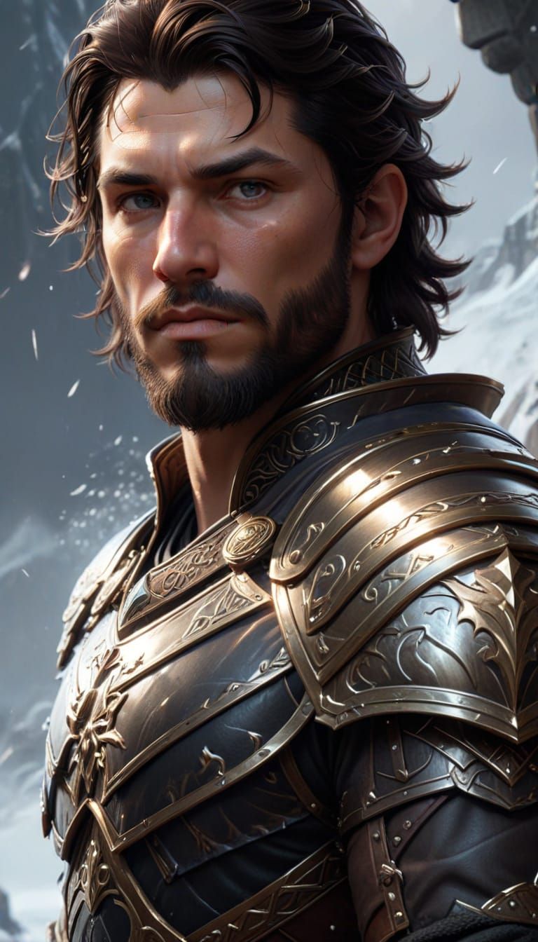 Nord Warrior Portrait in Hyperdetailed Armor