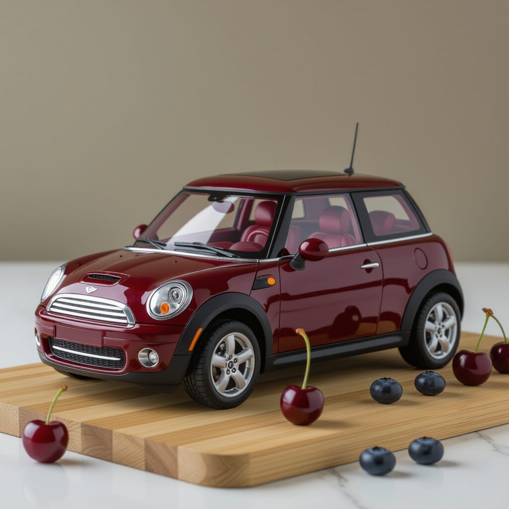 Edible Plum Car Sculpture with Fruit Details
