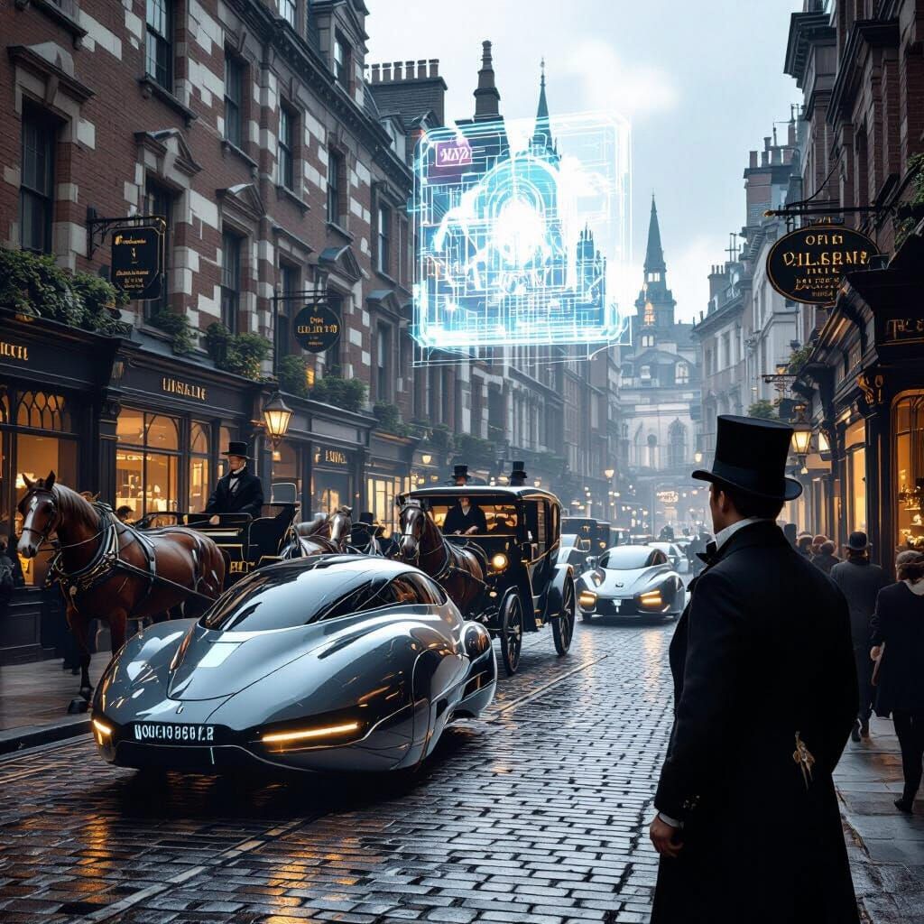 Steampunk London: Carriages Meet Hovercars