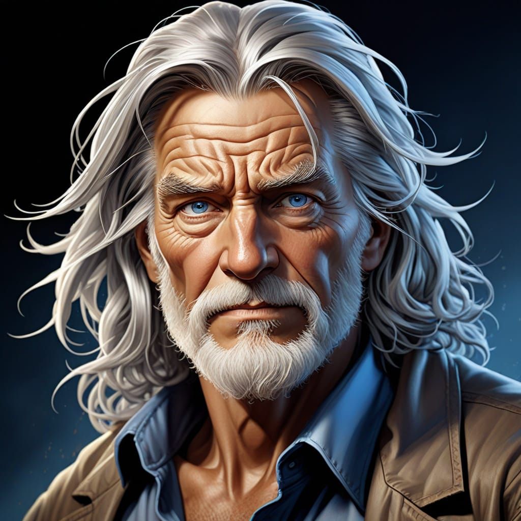 Rugged Old Man with Weathered Features