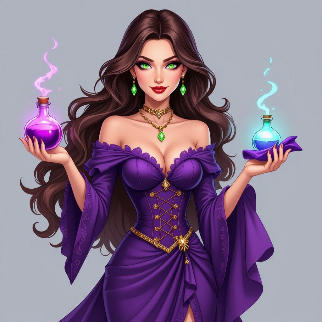 Mysterious Woman with Potion and Purple Cloth