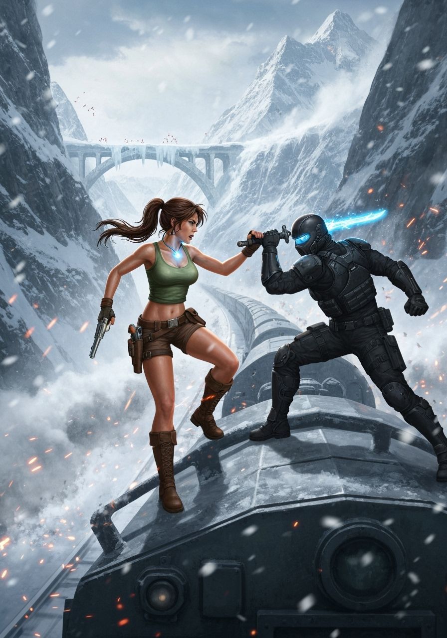 Lara Croft's Armored Train Battle in the Himalayas