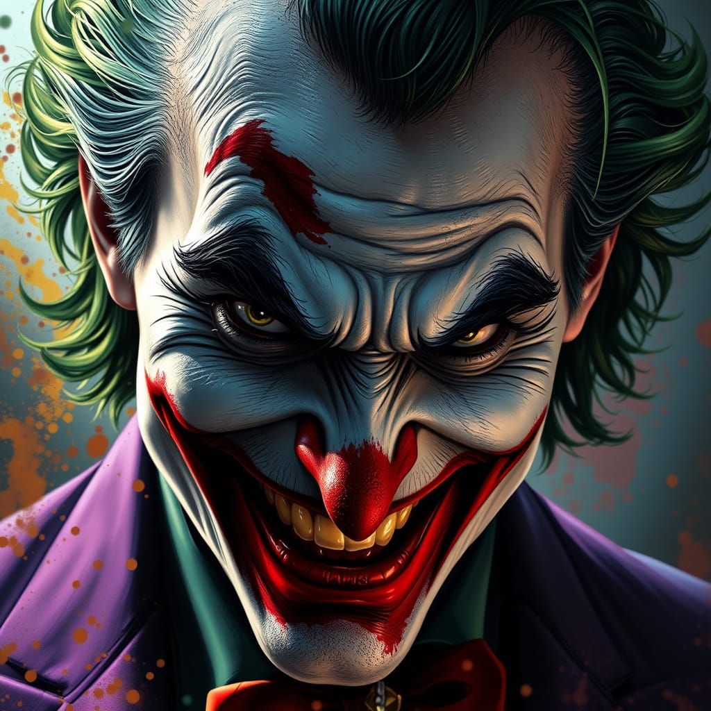 Hyperrealistic Portrait of the Joker in Splash Art Style