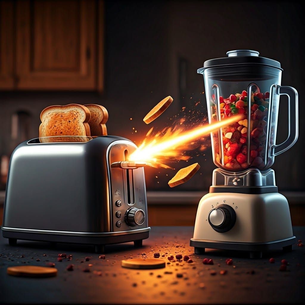 Toaster vs. Blender: Kitchen Counter Battle