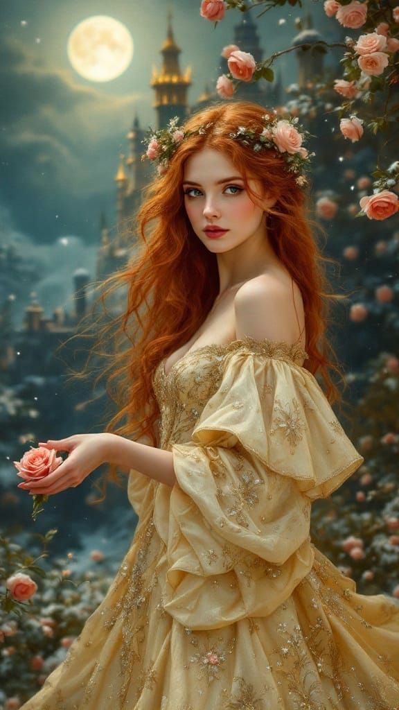 Delicate Young Woman in a Fantasy Castle Setting