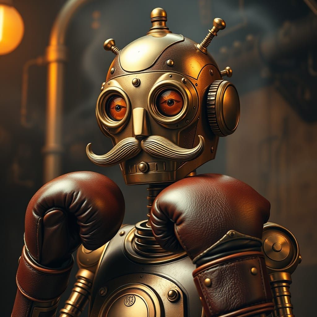 Steampunk Brass Robot Boxer