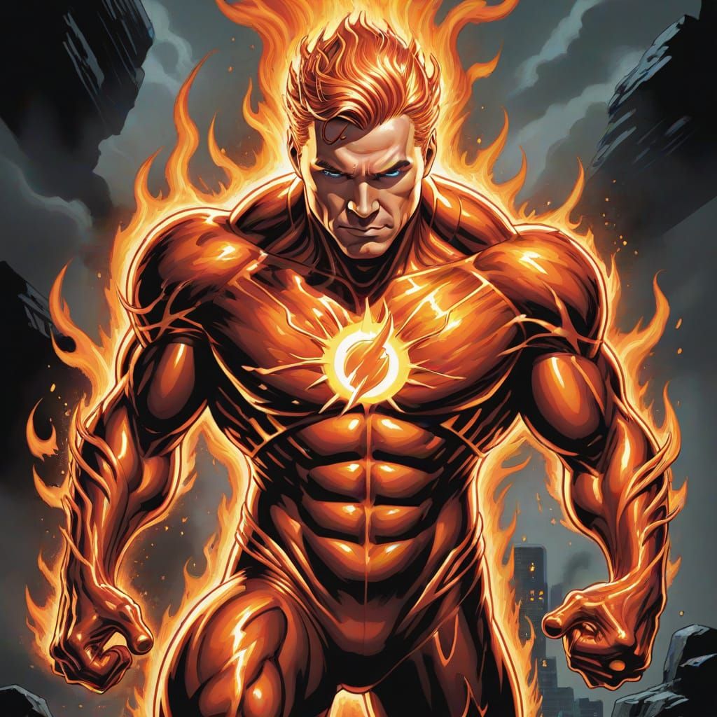 Human Torch Comic Book Art: Masterpiece Illustration