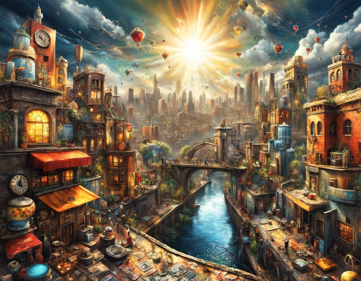 Surreal Cityscape Built From Vintage Household Objects