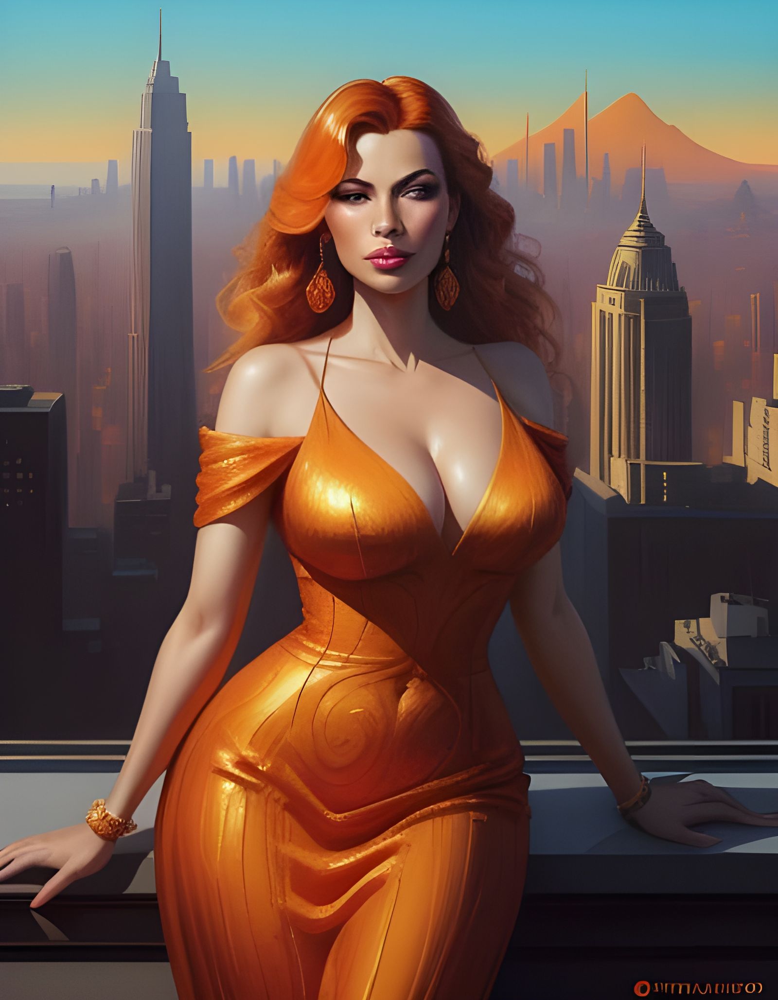 Sultry Sunset Cityscape in Digital Art Style