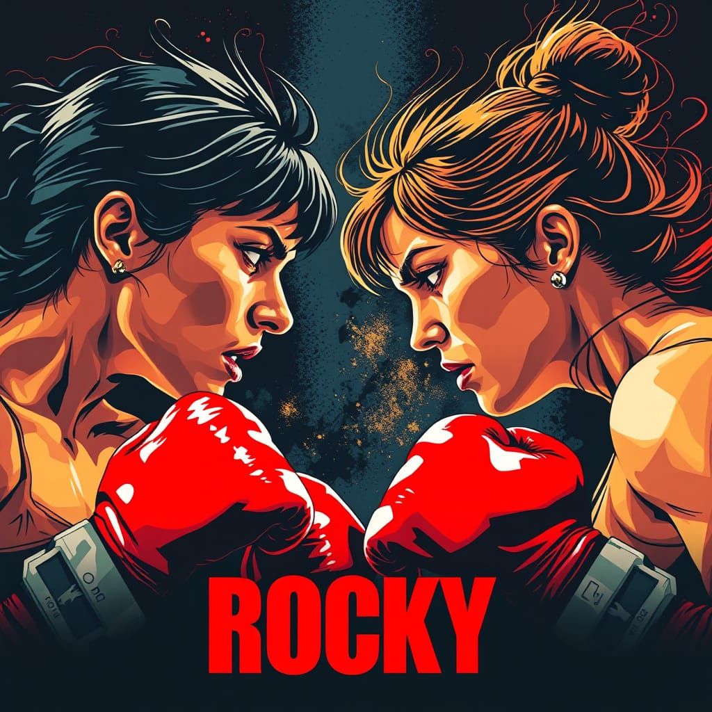 Female Boxer Faceoff Movie Poster in Abstract Art Style