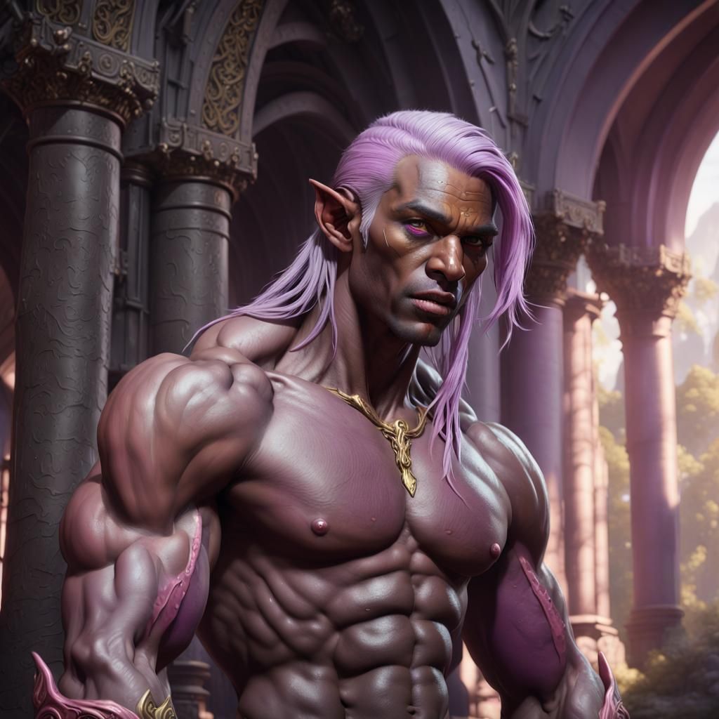 Muscular Dark Elf: A Dark Fantasy Concept Art