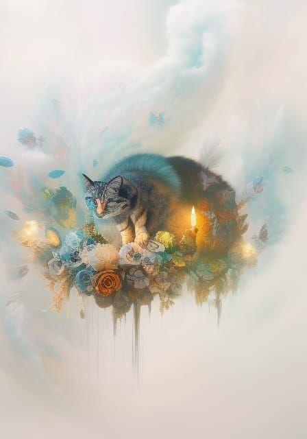 Cat Disturbance: Hyperrealistic Mixed Media Ink Painting