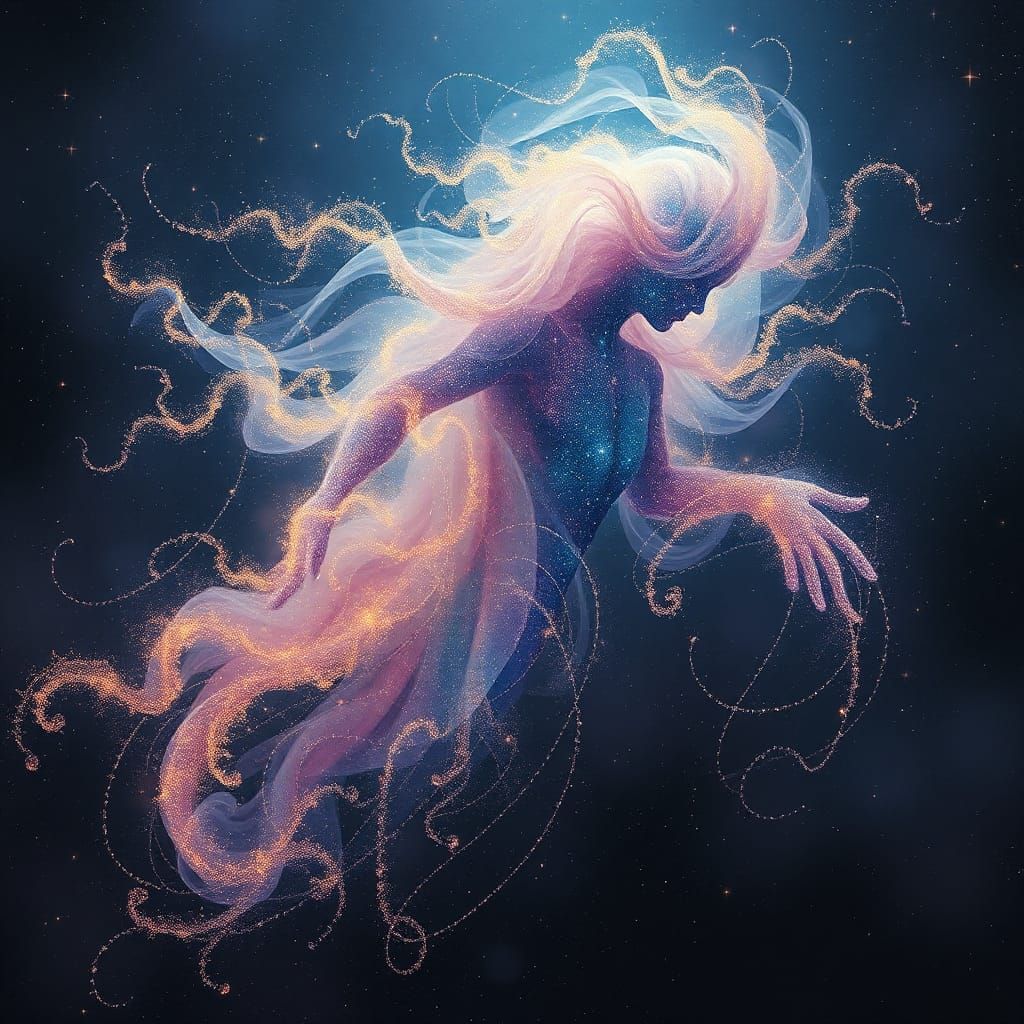 Ethereal Stardust Being in Dreamy Surreal Style