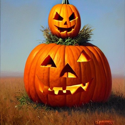 Pumpkin Man in Oil Painting Style