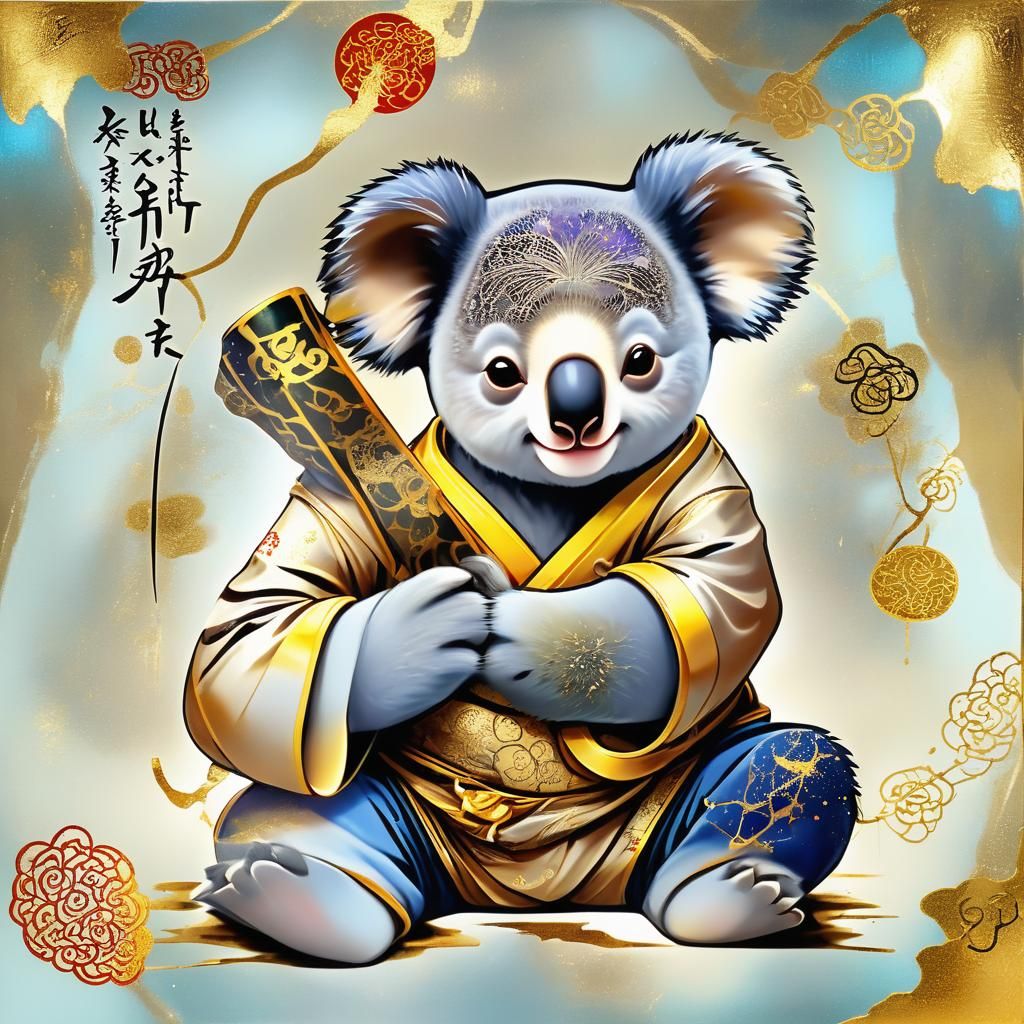 Kintsugi Karate Koala Inspired by Klimt