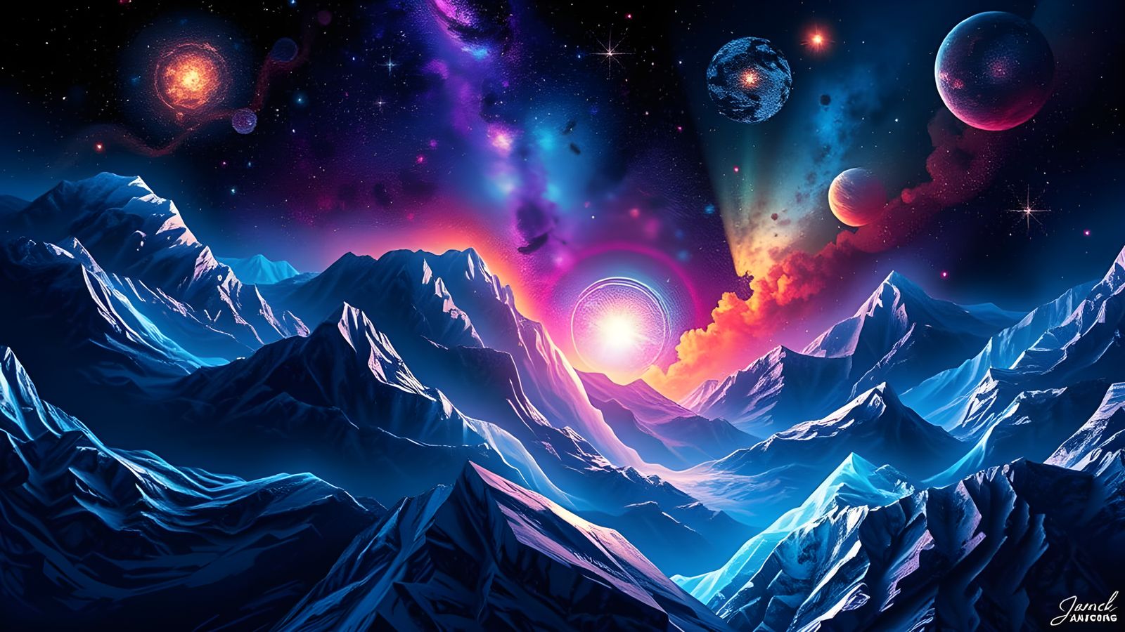 Cosmic Cubism: Abstract Universe in Glass Style