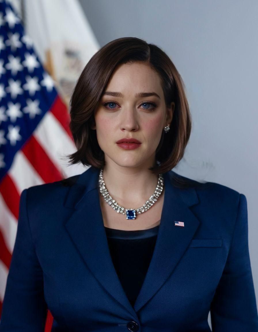 Woman Vice President in Blue Suit: Cinematic Still