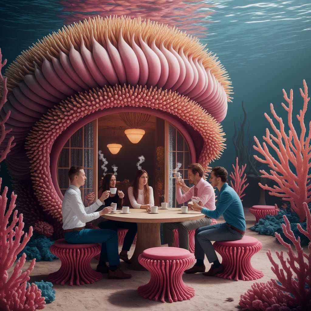 Underwater Anemone Cafe: A Fantasy Concept Art