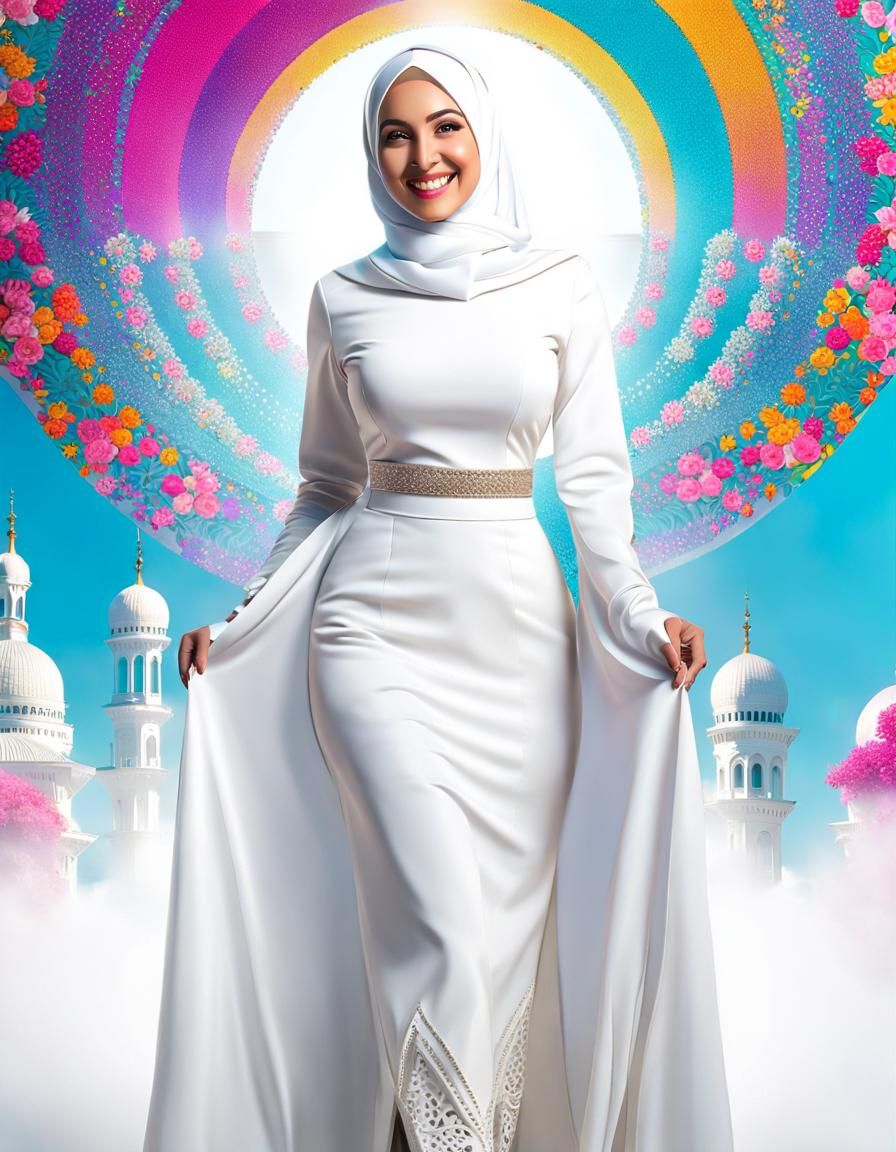 Hypernatural Woman in Hijab: Pop Art Digital Portrait