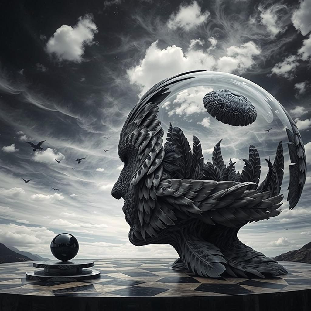 Feathers in Black and White Photogram