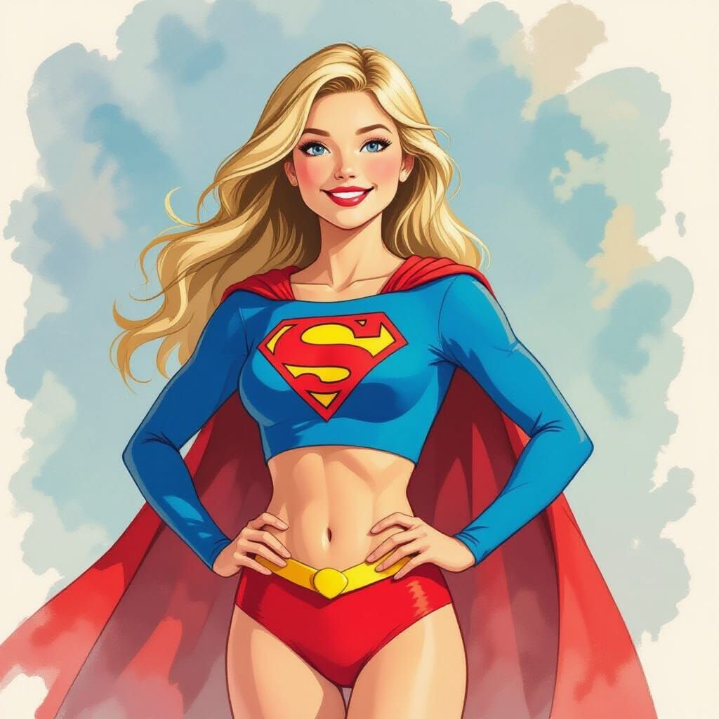 Supergirl in Watercolor Style
