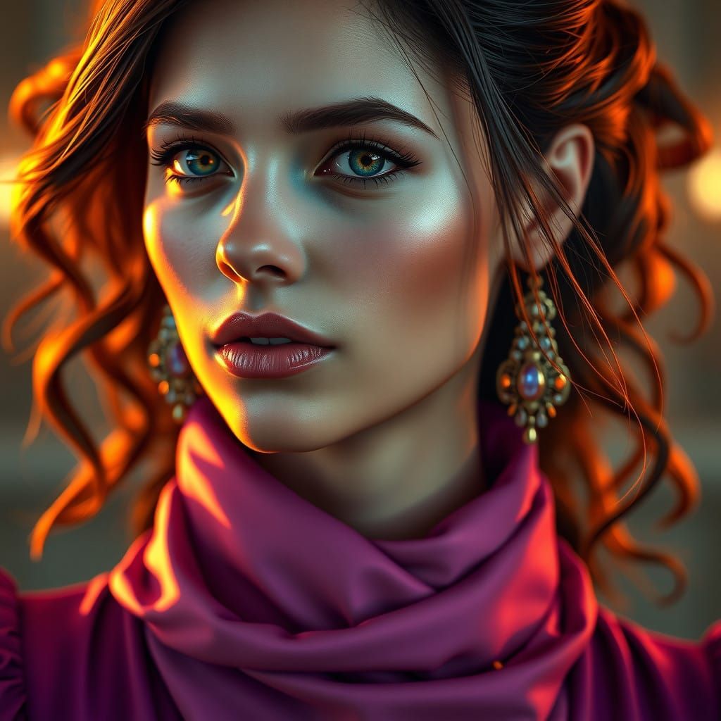 Hyper-Realistic Portrait of a Strong and Elegant Woman