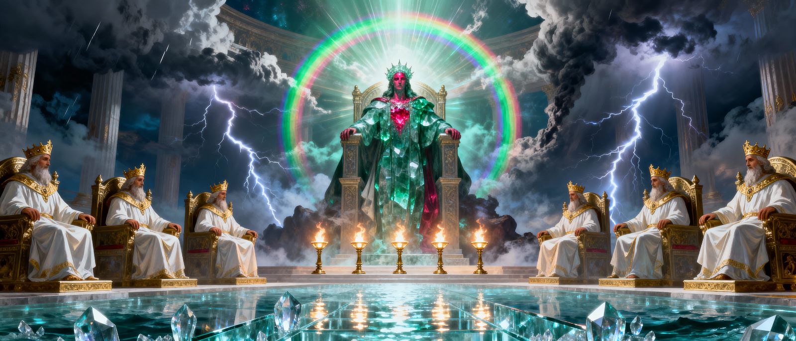 Majestic Throne Room in Heaven with Divine Figure