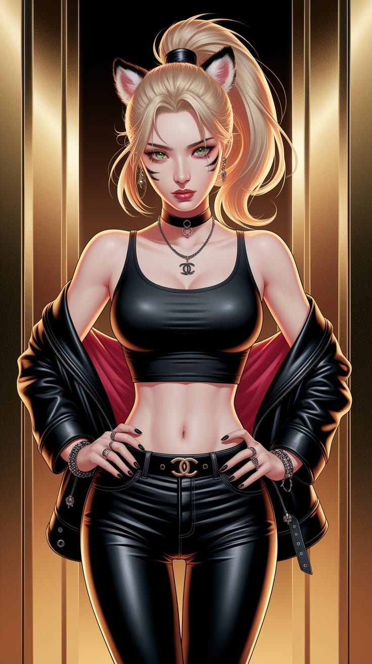 Korean Woman with Tiger Ears in Studio Trigger Style