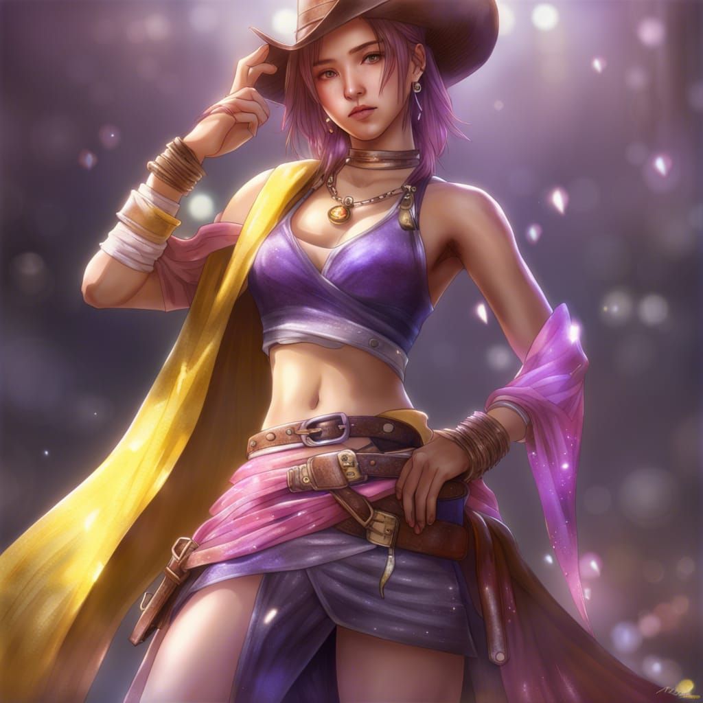 Yuna in Sci-Fi Western Outfit, Digital Art