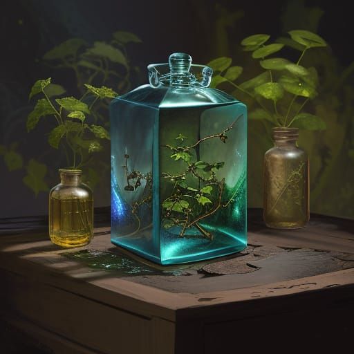 Fairy Potion in Dusty Glass Bottles