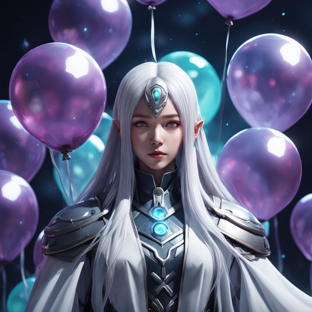 Cyborg Sorceress Levitation in Anime Style