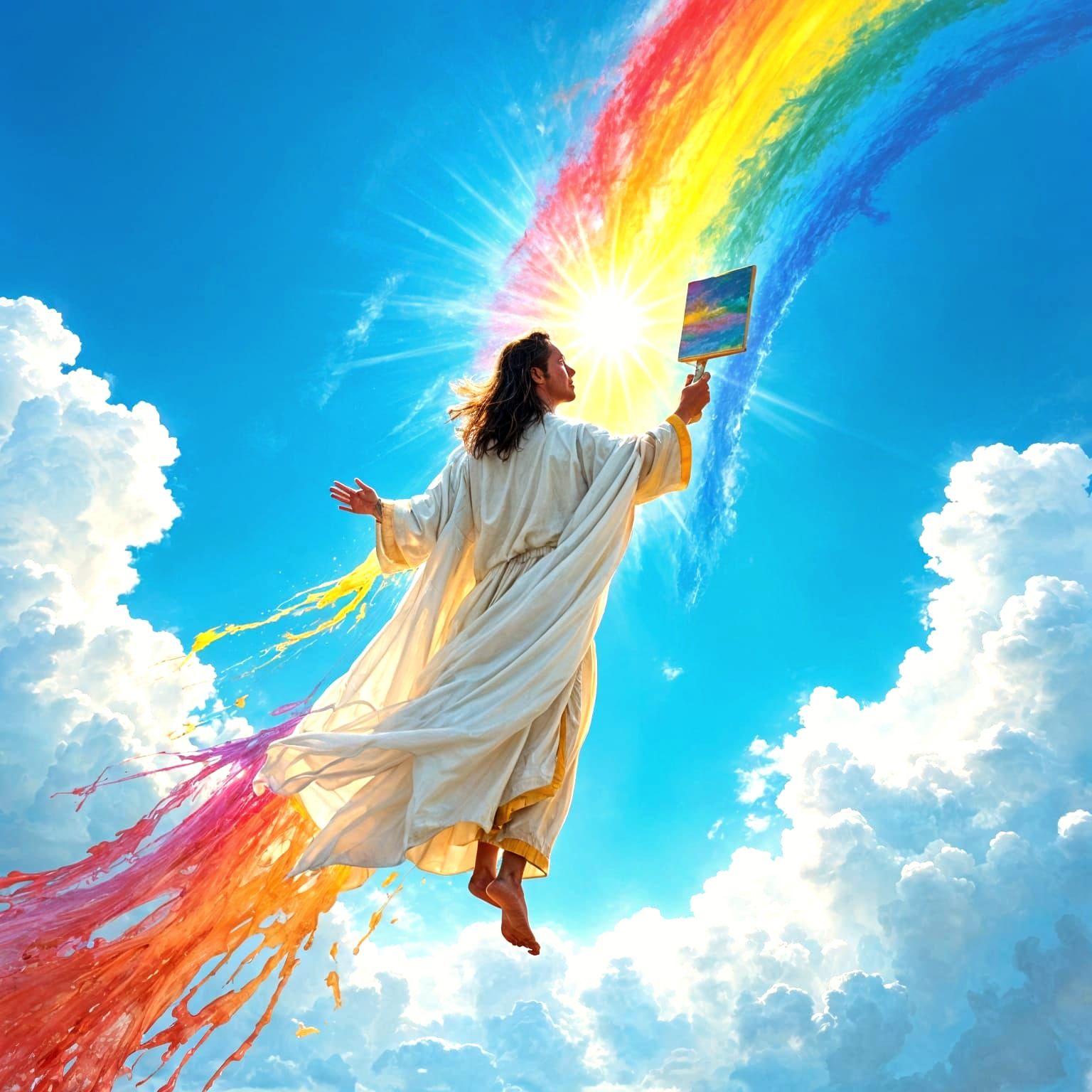 God Paints a Vibrant Rainbow in a Clear Sky