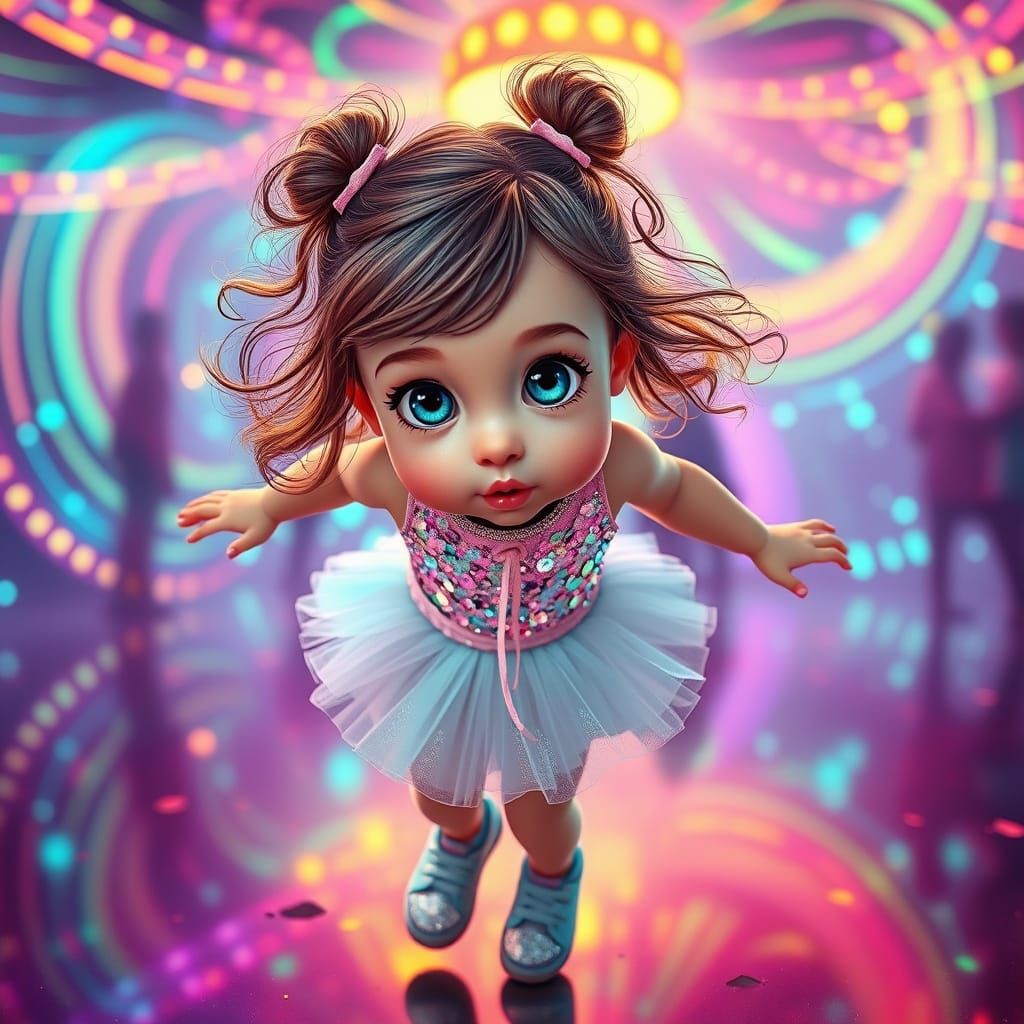 Glowing Disco Girl Dances with Magic