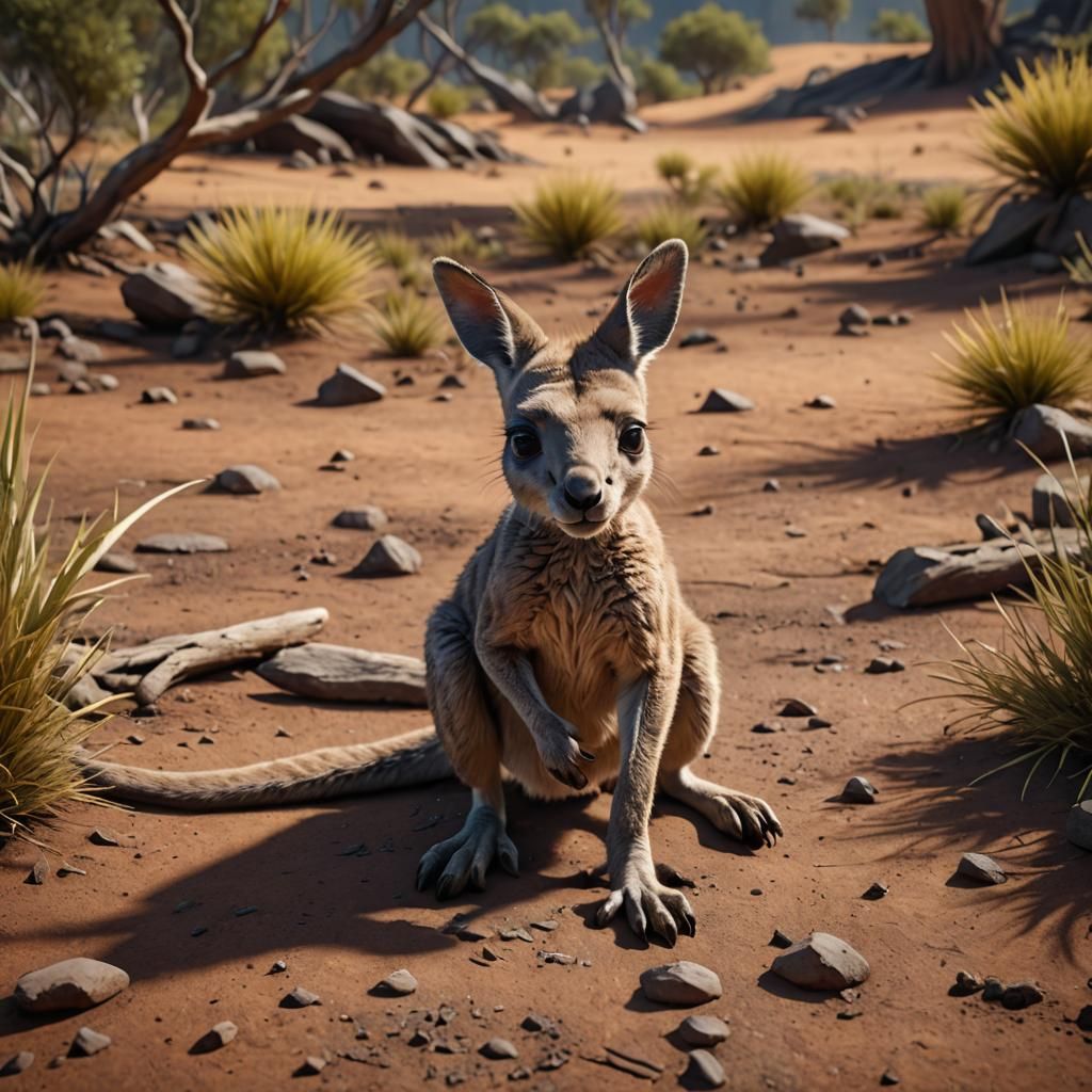 Cute Baby Kangaroo: Fantasy Concept Art