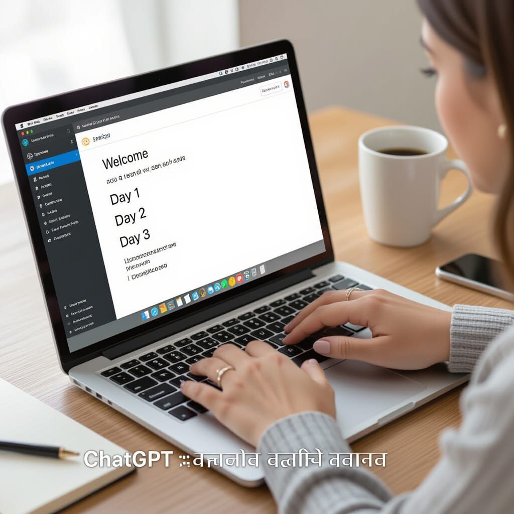 Julia Typing Email on Laptop with AI Badge