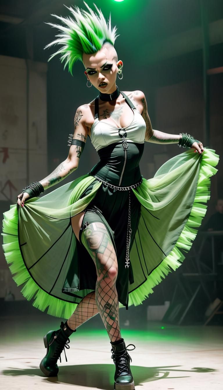 Punk Girl in Nun Outfit Dancing