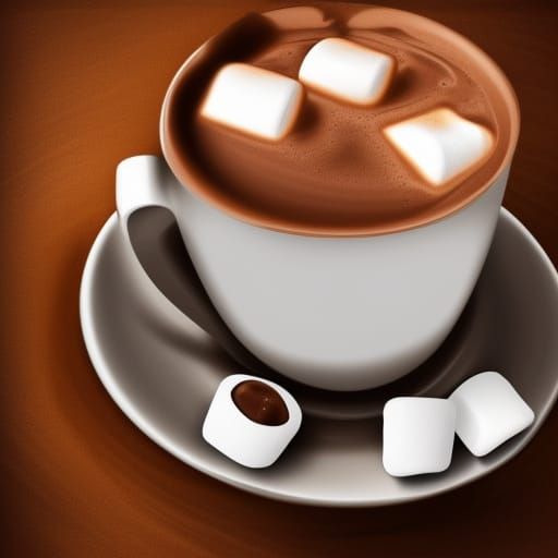 Hyperrealistic Hot Chocolate and Marshmallows Splash Art